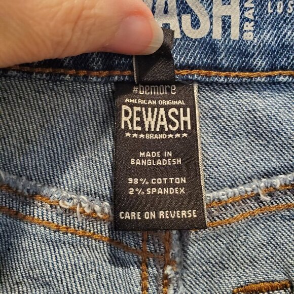 NWT REWASH BRAND SZ 7/28 High Rise Kick Bell Distressed Crop Blue Jeans - Picture 8 of 9
